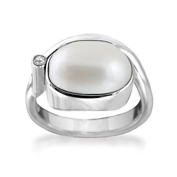 Rabinovich - Sølv ring med perle - Majestic White