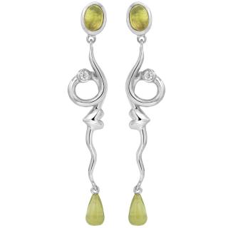 Sterlingsølv øreringe med grøn sten peridot Rabinovich