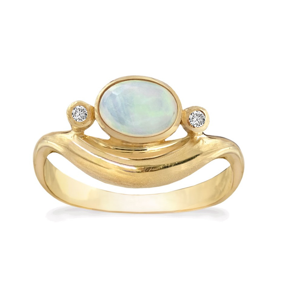 Se Rabinovich - Guldring opal diamant - Elegant Opal - størrelse 60 hos De 9 Muser