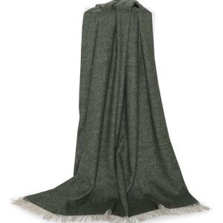 Mix Green plaid grøn alpaca, fin uld, fibre upcycled Læsø Uldstue