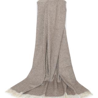 Uldplaid camel stribet diagonal stor Læsø Uldstue