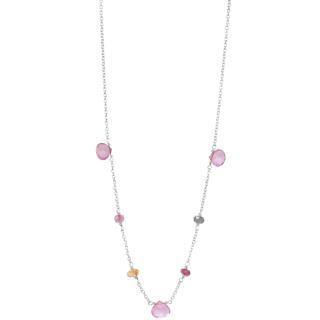 Sølv halskæde med pink turmalin, grøn turmalin, pink topas, citrin Rabinovich design smykker