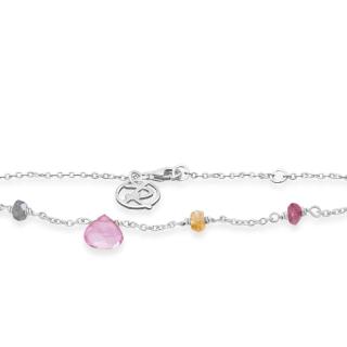 Sølv armbånd med pink turmalin, grøn turmalin, pink topas, citrin Rabinovich design smykker