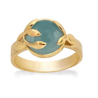 Smuk ring forgyldt med blå sten calcedon Rabinovich design smykker